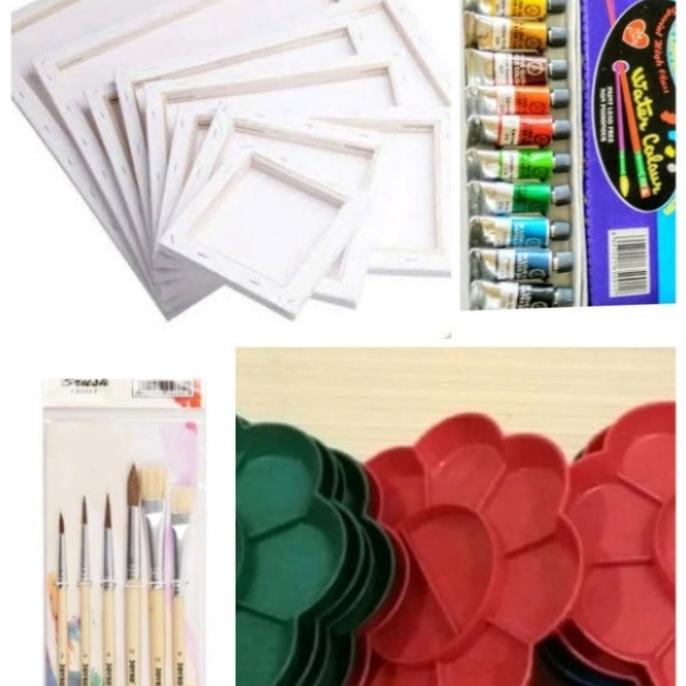 Paket Lukis 5 (kanvas 20x30,kuas,palet,cat air)