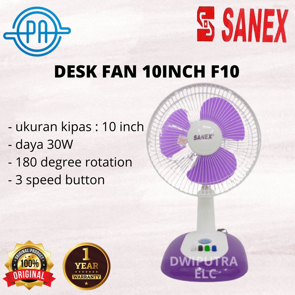 KIPAS ANGIN MEJA DESK FAN SANEX 10INCH F10