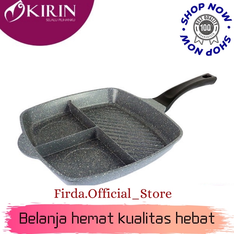 KIRIN SQUARE FRYPAN 3IN1 TENUN 28CM NON STICK MARBLE 1.8MM