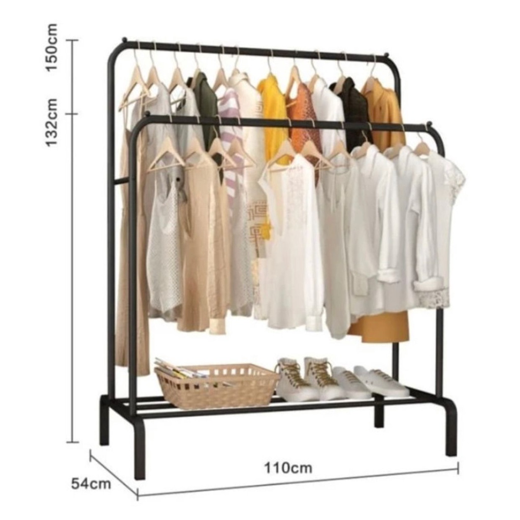 STAND HANGER DOUBLE MODEL GAWANG / GANTUNGAN BAJU DOUBLE FREE DUS VD