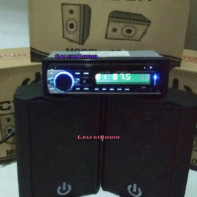 Paket Audio Mobil Tape MVIDIA dan Speaker box Crimson 4"/402