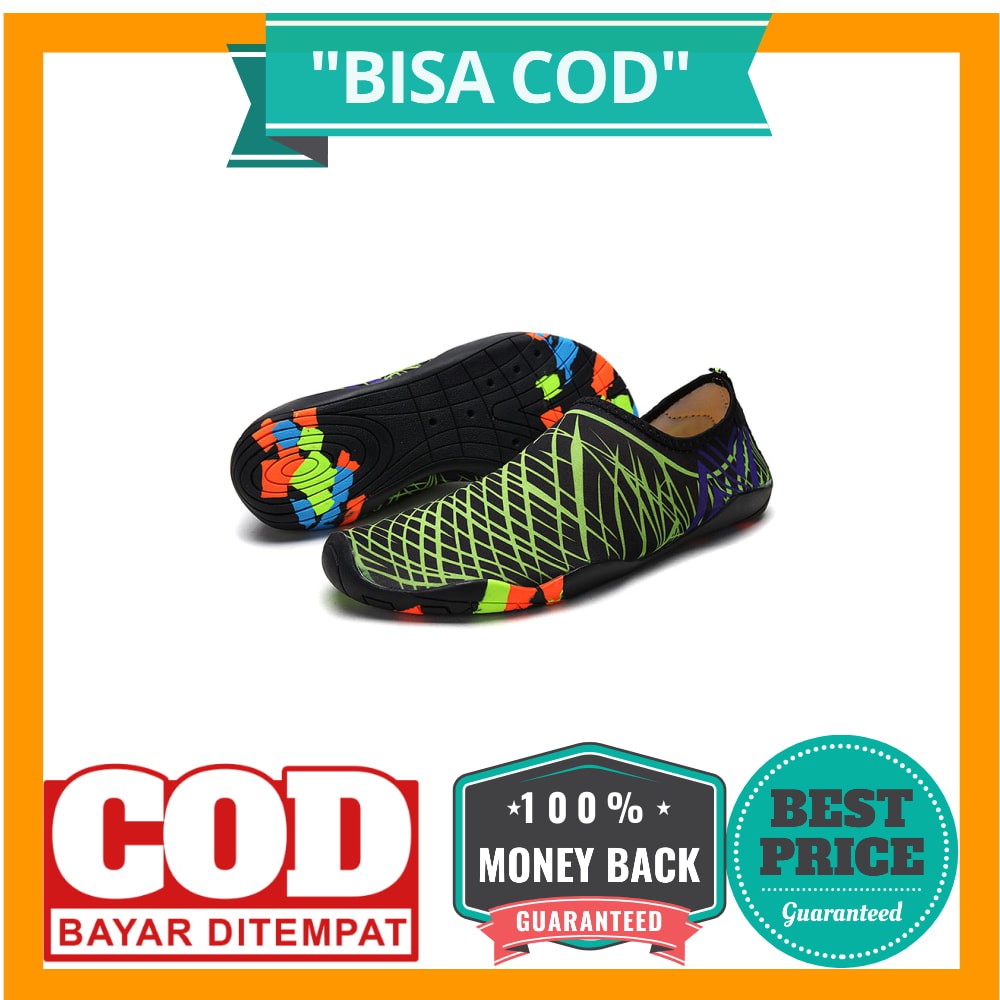 BISA COD Favolook Sepatu Pantai Slip On Aqua Beach Slippers Size 38 - Fv12 - Green