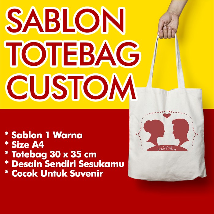 

Sablon Souvenir Totebag - Suvenir Pernikahan Goodiebag Tas Blacu