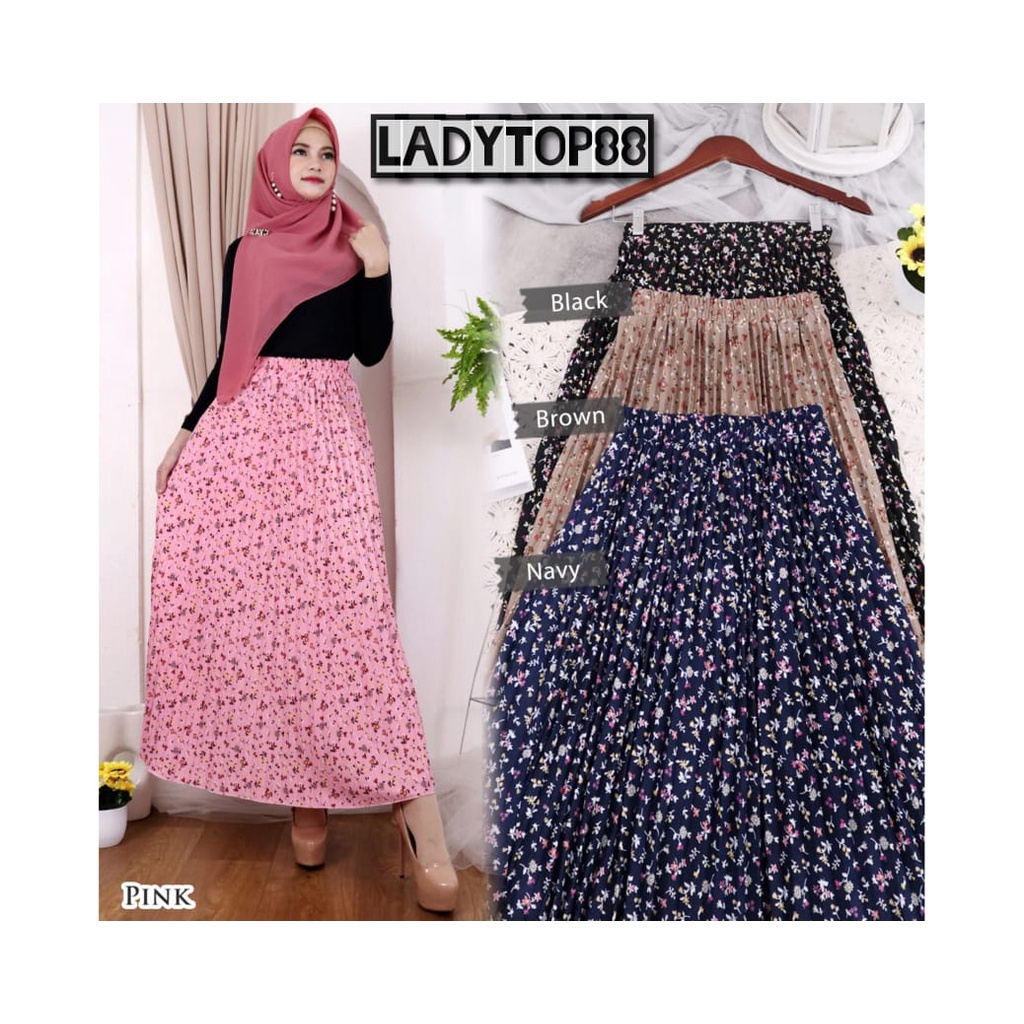 ROK PLISKET MOTIF BUNGA MIX // ROK PLISKET FULL MOTIF // ROK PLISKET MOTIF BUNGA DEWASA