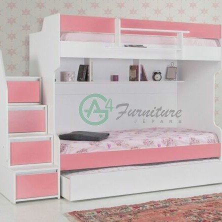 Ranjang Susun Minimalis Hodni - Kayu Mahoni