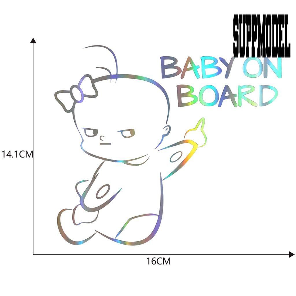 &lt; Car Adornment &gt; D-997 Stiker Reflektif Motif Baby On Board Untuk Bagasi Mobil