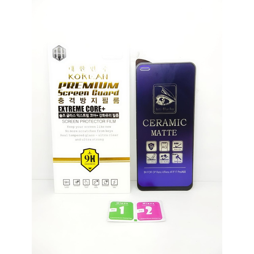 Ceramic MATTE Anti Blue Oppo Reno 4F 6.43 Inchi Anti Gores Glare F17 Pro Full Layar No Sidik Jari