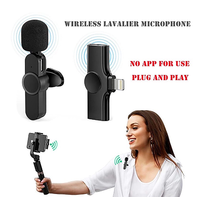 Wireless Lapel Microphone Lavalier Mic for YouTube Facebook Live Stream TikTok Video Recording Vlog for Android Phone iPhone