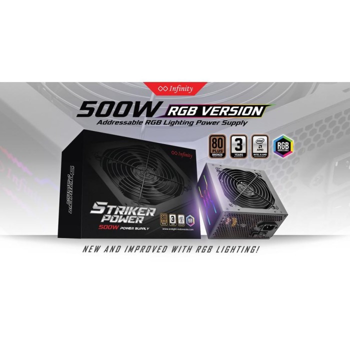 Infinity STRIKER POWER RGB 500 Watt 80+ Bronze Power Supply