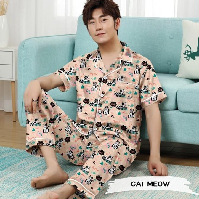 Monalisa Piyama Remaja Dewasa Pria Jumbo Motif Karakter - Baju Tidur - Cat Meow
