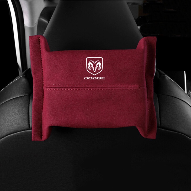 1Piece for Dodge Jcuv Challenger SRT Caliber RAM Journey Caravan Charger Durango Nitro Viper Turn Fur Car Seat Sun Visor Hanging Tissue Box Armrest Box Napkin Tissue Paper Holder Storage Bag