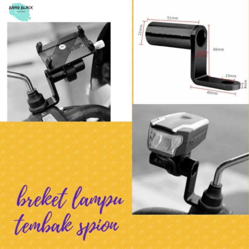breket lampu tembak spion motor