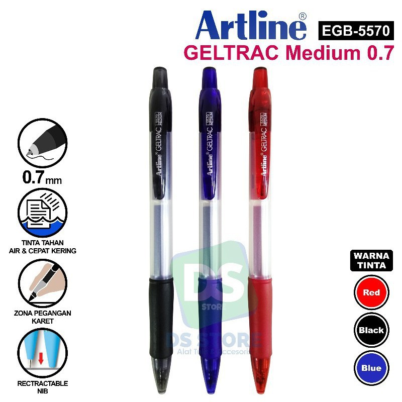 

Artline Ballpoint Pen Geltrac Pulpen Gel 0.7 mm EGB-5570