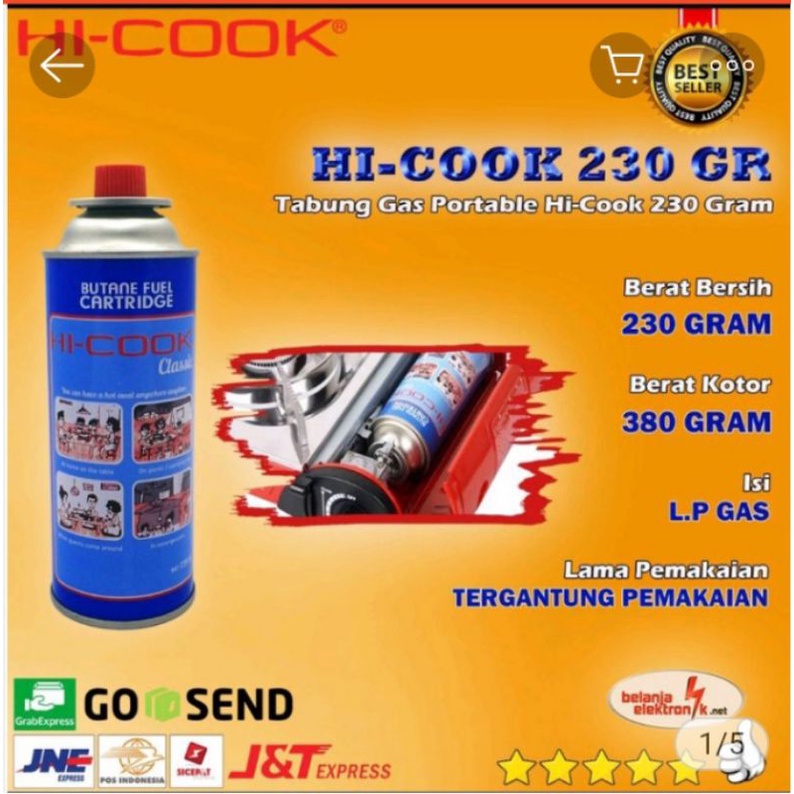 TERBARU TABUNG GAS PORTABEL HI-Cook / Gas Kaleng Mini Isi 230 Gram / Gas L.P Mini