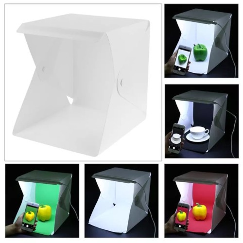 (D008) Studio Mini Foto Photo Box Kotak Portable Lipat Dengan Lampu LED / Perlengkapan Kamera Foto