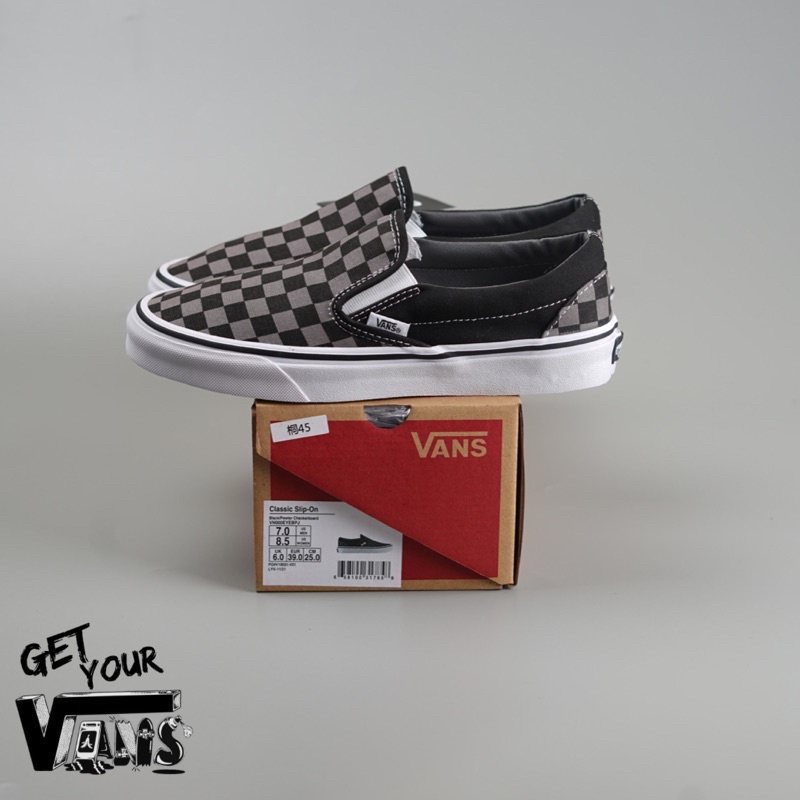 Vans Slip on Checkerboard Black Pewter Original 100% Bnib