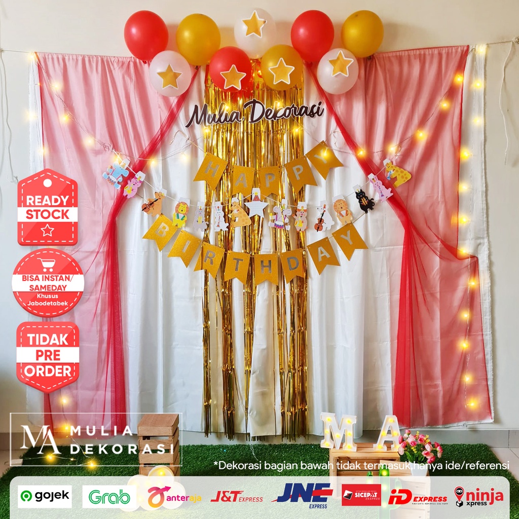 Backdrop Dekorasi Tema Cisrcus Ulang Tahun Happy Birthday 1 set paket Tirai Pesta Anak Paket HBD Circus