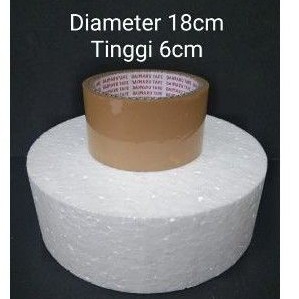 Bulat Diameter 18cm (Kotak 18x18cm) Tinggi 6-10cm Dummy Cake Styrofoam Gabus Kue
