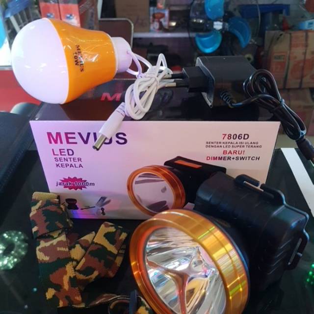 Senter Kepala MEVIUS 30 WATT 1000m + powerbank bonus lampu led