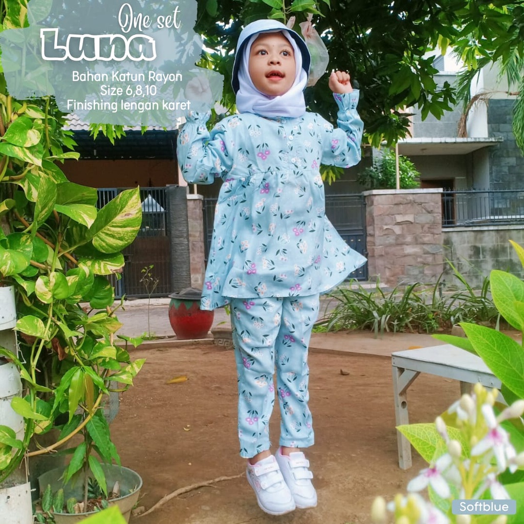 NEW!!! Piyama Anak/One Set Kids _ Luna One Set _ Bahan Katun Rayon _ Nyaman di Pakai - Baju Setelan Anak / Baju Tidur Anak