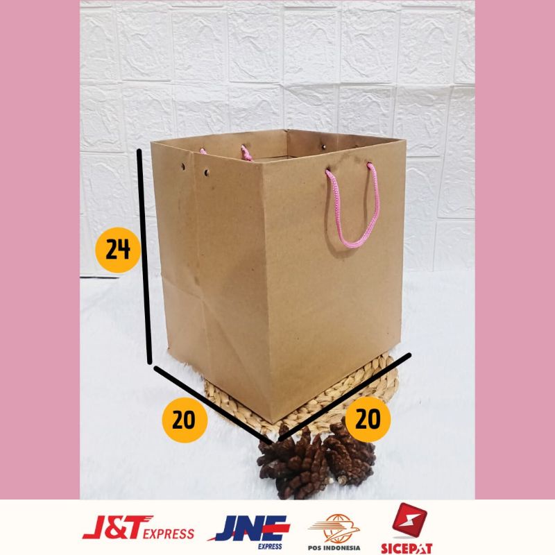 

TAS KERTAS PAPERBAG COKLAT CRAFT P 20 X L 20 X T 24