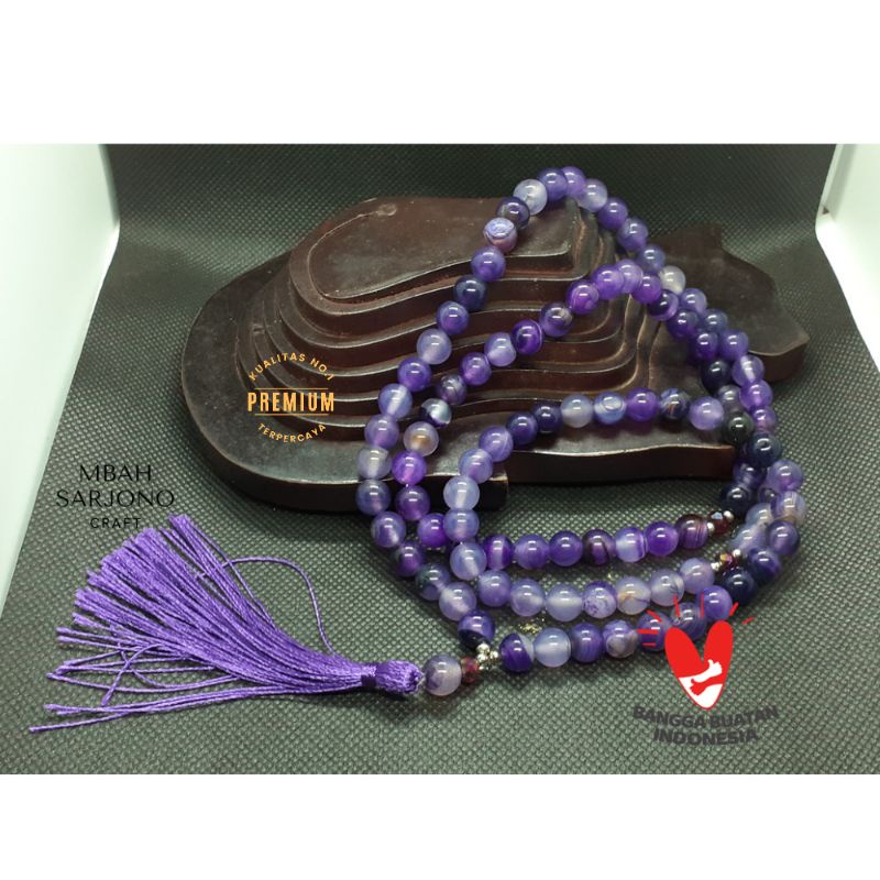 Tasbih Batu Alam Kecubung Wulung 99 Premium Grade A 8mm/Tasbih Natural Stone/Tasbeh/Tasbih Muslim/Ta