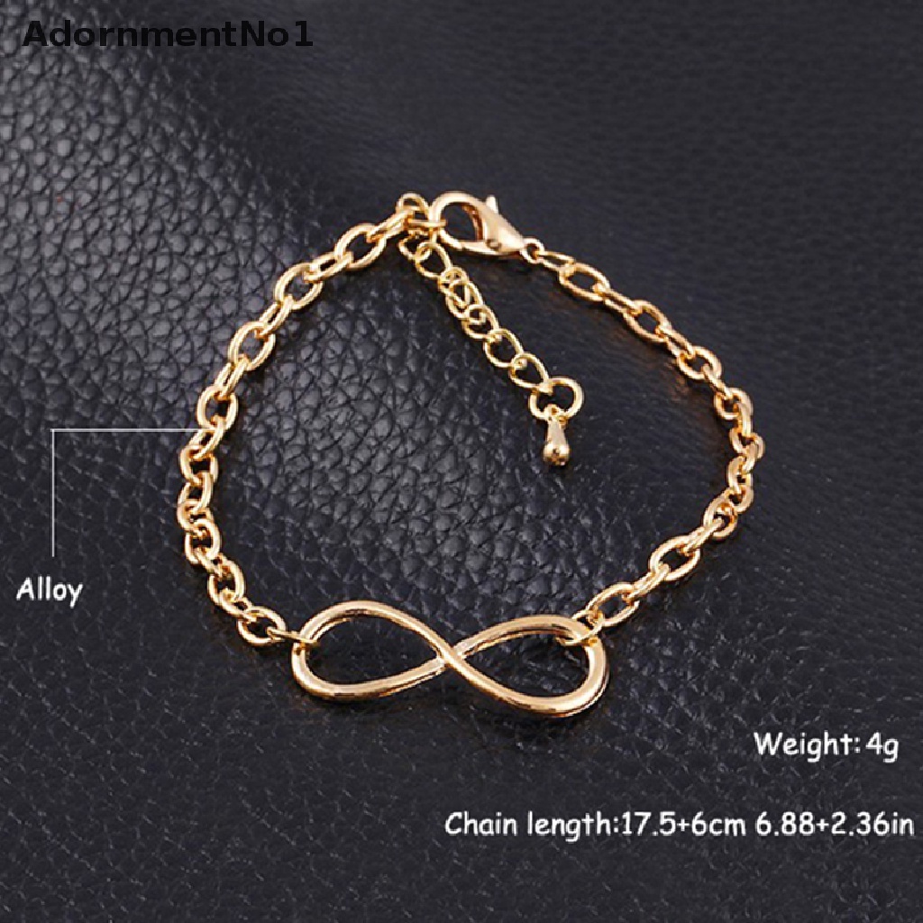 (AdornmentNo1) Gelang Tangan Rantai Motif Salib + Infinity Warna Gold / Silver Untuk Perhiasan Wanita