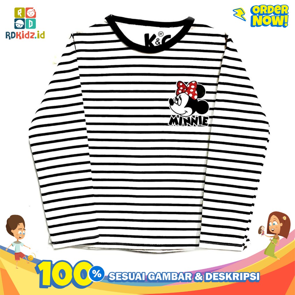 Rdkidzid Kaos Anak Perempuan / Atasan Panjang Anak Perempuan / Baju Anak Cewek Karakter Mini Salur