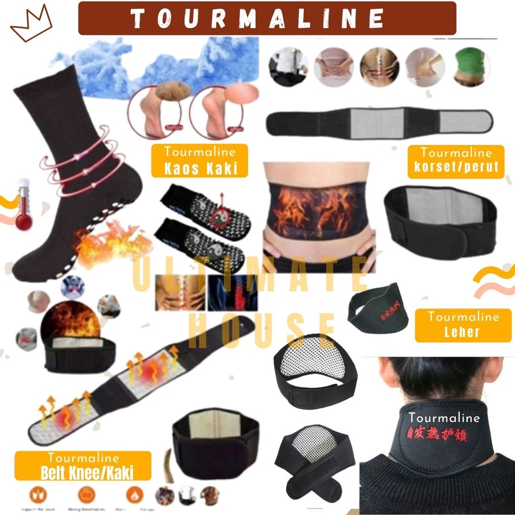 Tourmaline Leher Terapi Magnet Therapy Magnetic Neck Pain Neck Massager Tourmaline Heating Belt Knee Tourmaline Therapy Belt Magnetic Korset Sabuk Magnet Tourmaline Kaos Kaki