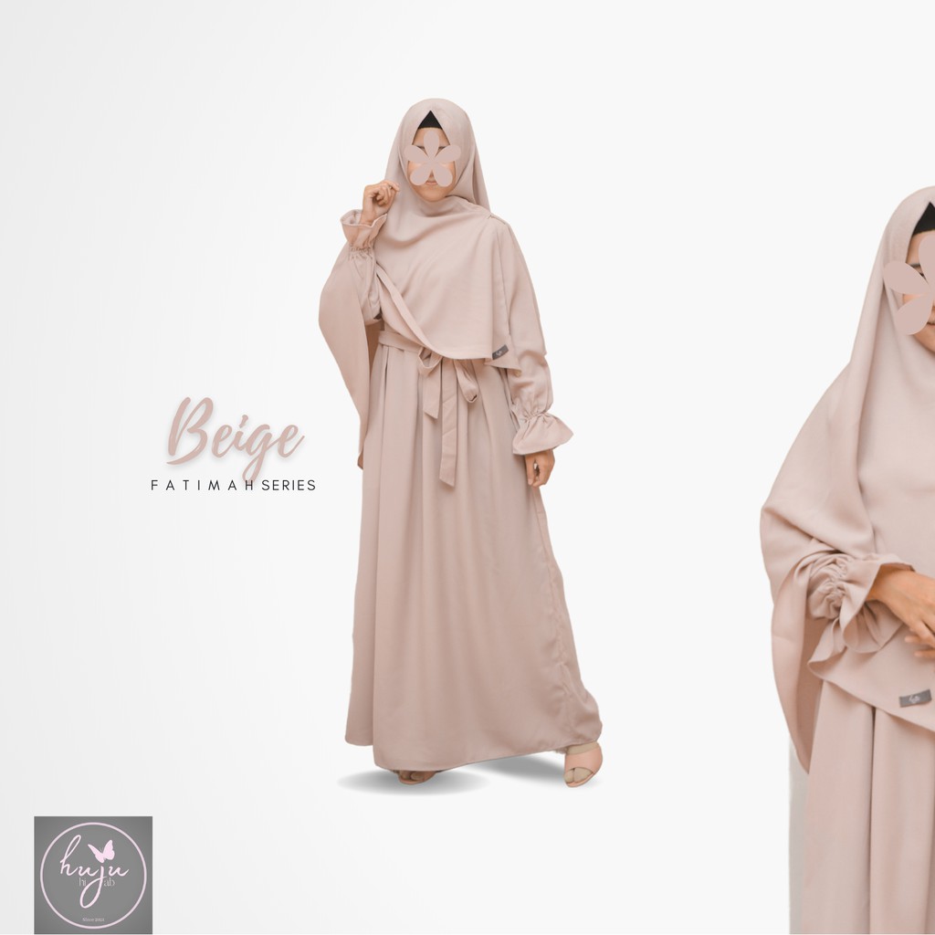 New Brands  Premium Set Gamis+Khimar Syari | Fatimah Series - Beige | HUJU