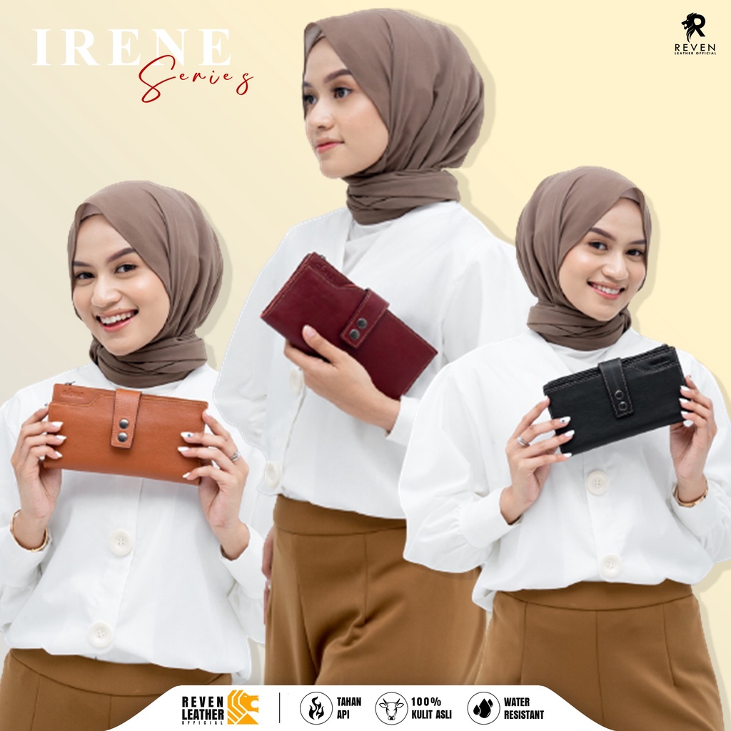 Dompet Kulit Panjang Wanita Irene Bahan 100% Kulit Sapi Asli Original Fashion Wanita Cewek Branded