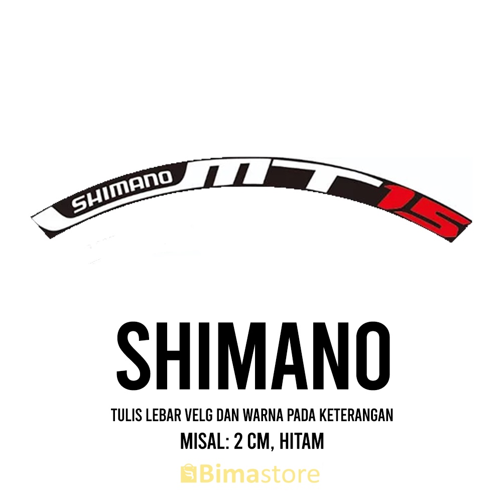 Sticker Decal Rims SHIMANO | Lebar 1 - 3 cm | Diameter 16" - 29" | Stiker Pelek Velg Sepeda Fixie Gu