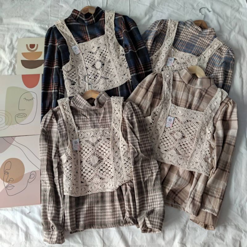 Blouse Tartan Import + vest