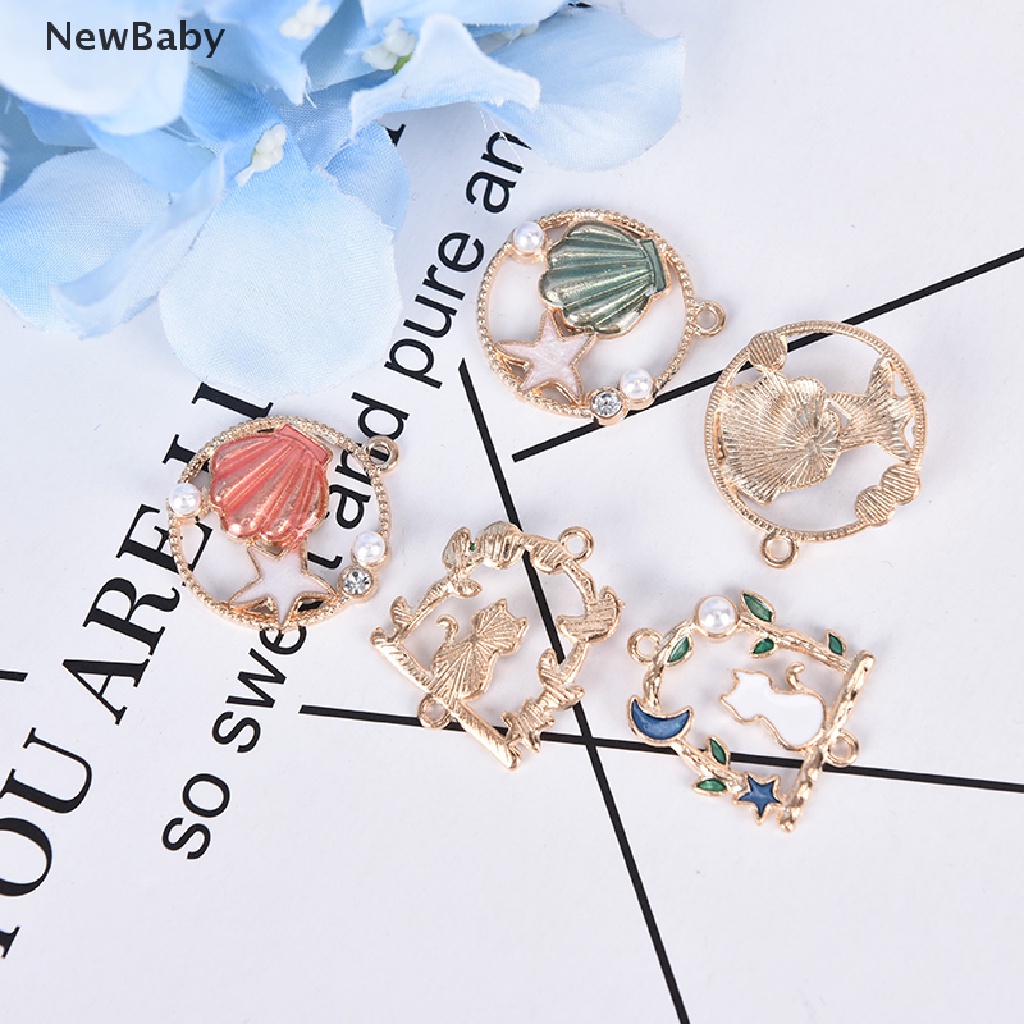 NewBaby 10Pcs/Set Enamel Pearl Starfish Shell Charms Pendant Jewelry Craft DIY Findings ID