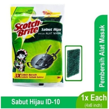 3M Scotch Brite ID-10 Sabut Hijau 4&quot; X 6&quot;