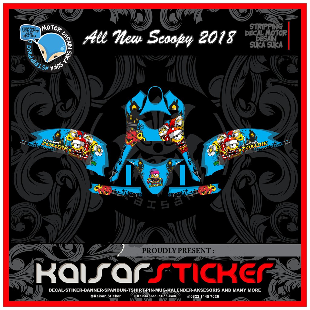 Stiker Decal New Scoopy 2019 Full Body ZOMBIE BIRU