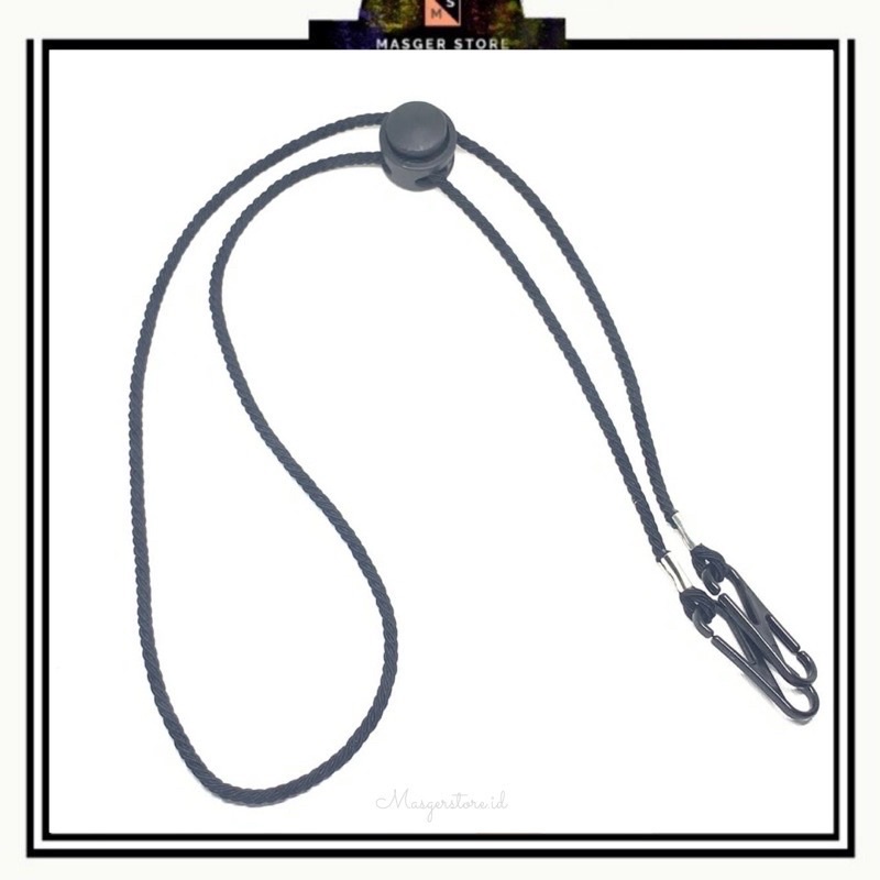 Kalung Masker Hijab 2in1 Strap Masker Elastis Stretchy Tali masker Kalung Strap Mask Hijab Strap Mask Premium-Ulir Stretch Black