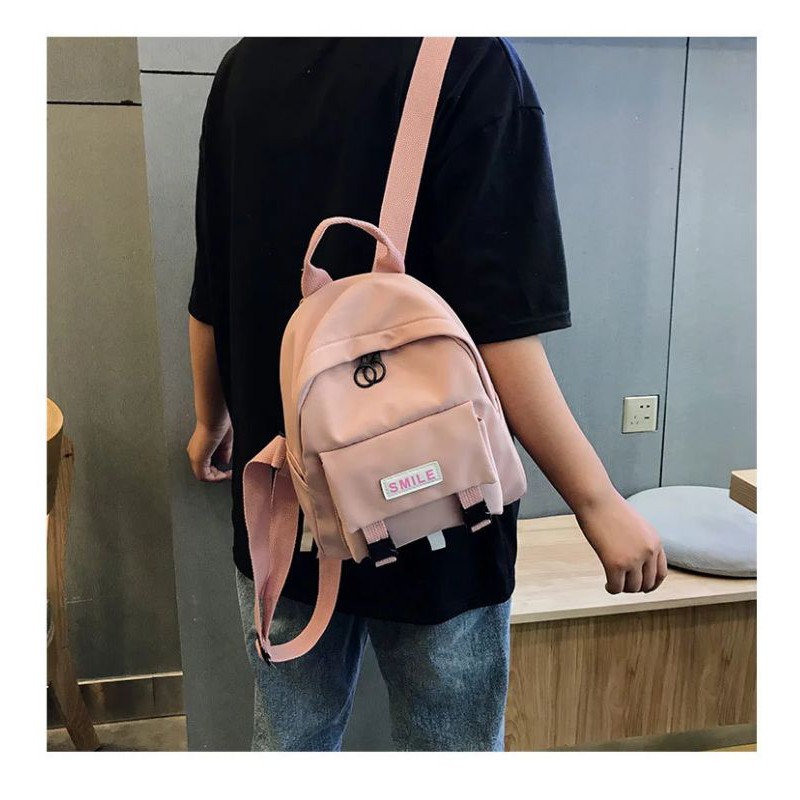 TAS AMELIA RANSEL PUNGGUNG SMILE - Tas Sekolah Backpack Korea Fashion-2
