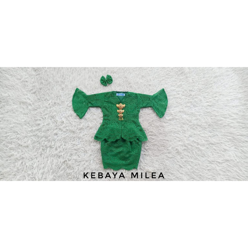 BAJUNIK KEBAYA ANAK MODEL MILEA WARNA HIJAU FUJI (TANPA BROS) / KEBAYA ANAK / KEBAYA NEWBORN / KEBAY