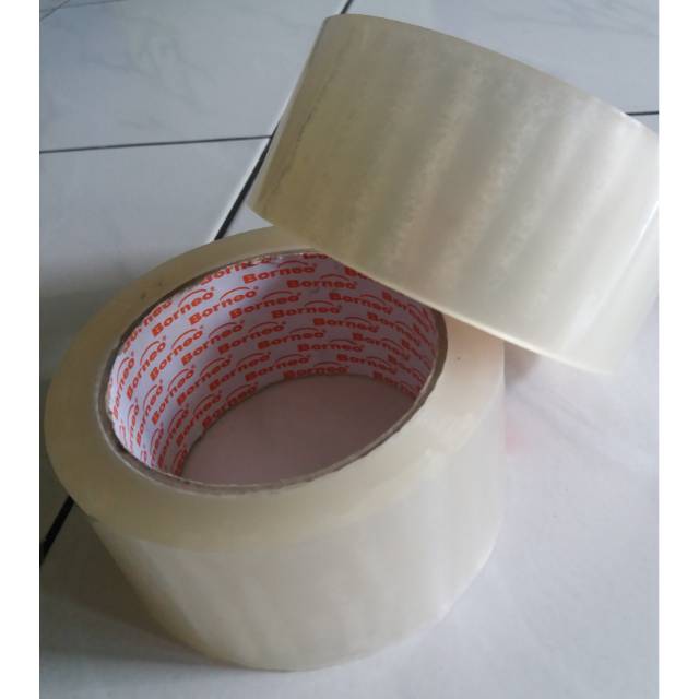 

Lakban bening borneo 48 mm tulisan merah