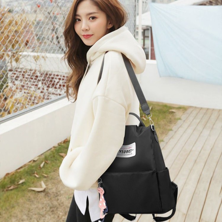 TAS RANSEL ANTI AIR BACKPACK WANITA FELICI TA078B5 HITAM KULIAH SEKOLAH KOREA ABG MURAH IMPORT