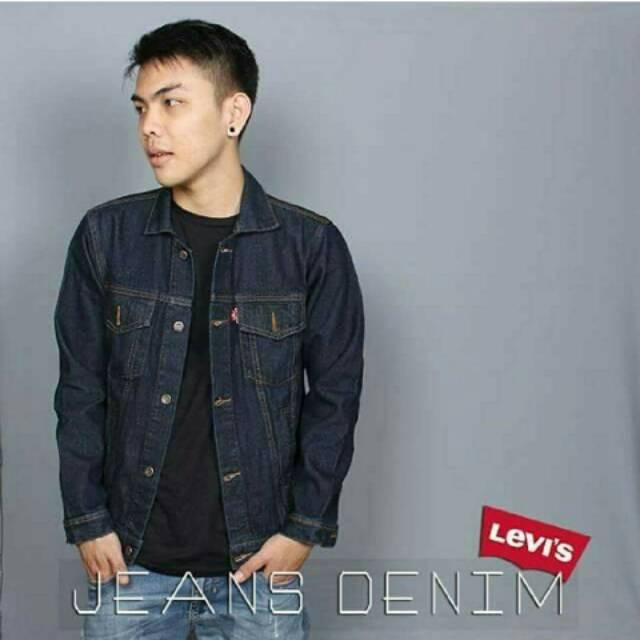 PROMO Jaket jeans levis pria cowok  jumbo XXXL biru pudar bioblizt biru dongker coklat army hitam