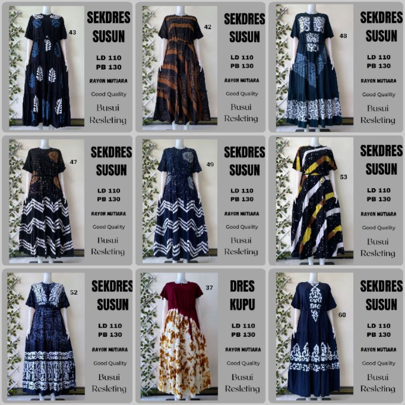 Sekdress susun real picture rayon mutiara resleting batik cap