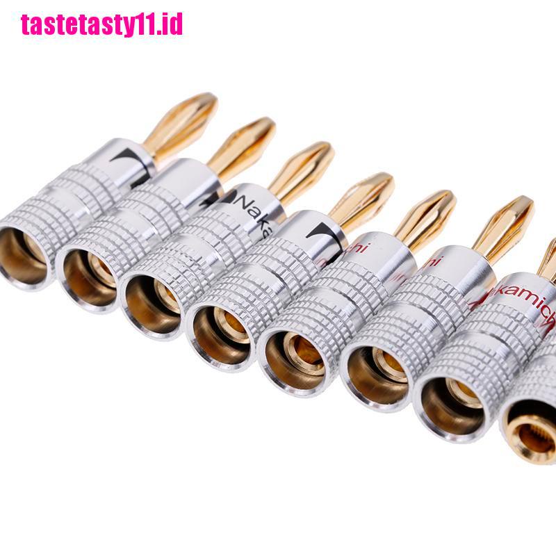 【TTID】4pcs 2pairs 24K Gold Plated Speaker banana plug Audio Jack connector