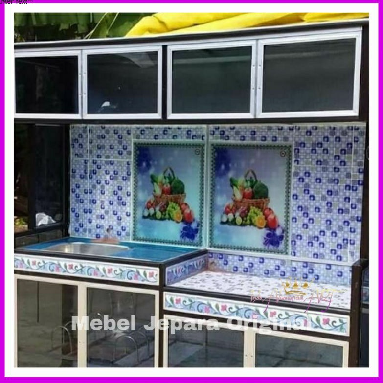 Lemari Dapur Sehat - Meja Kompor & Wastafel Bahan Aluminium Kaca