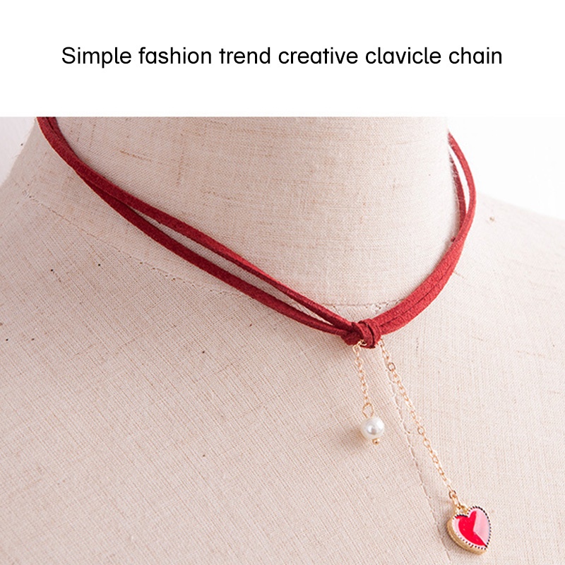 Kalung Choker Bahan Velvet Dengan Liontin Mutiara Untuk Wanita