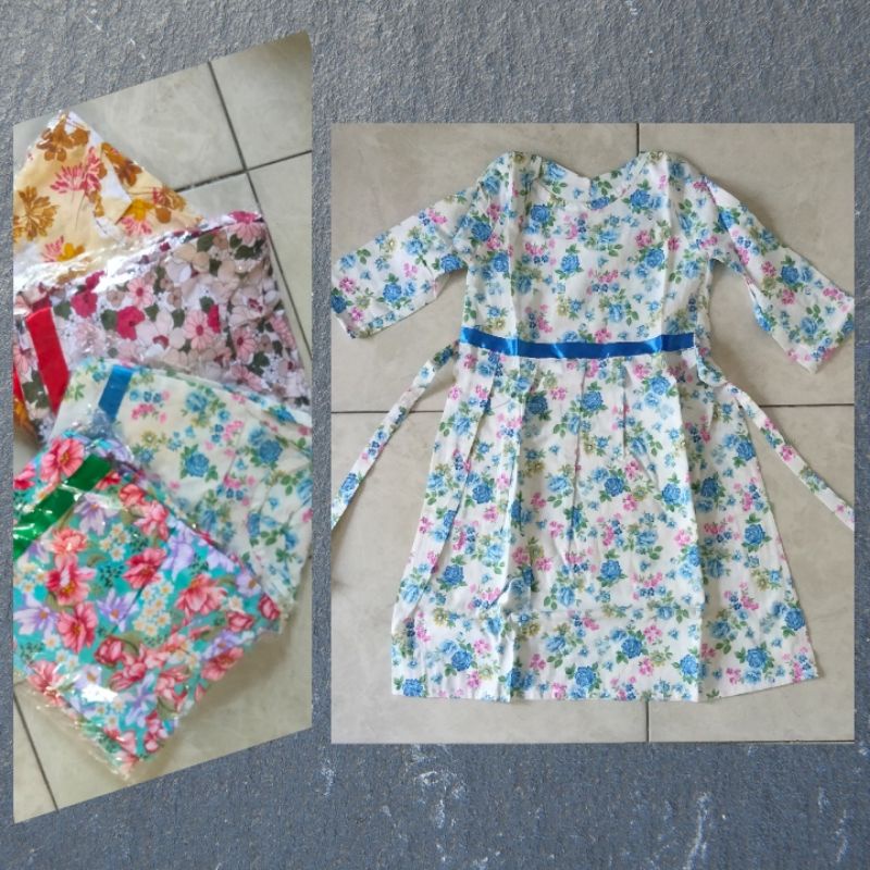 Gamis Katun Anak motif Bunga 2-3 tahun