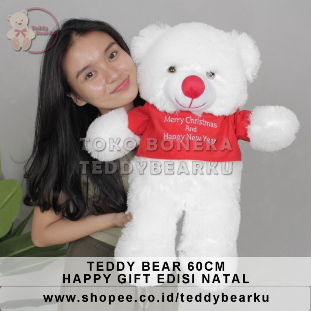 TERMURAH! BONEKA BERUANG TEDDY BEAR XL 60CM MALL EDISI NATAL HAPPY GIFT PRODUSEN LANGSUNG