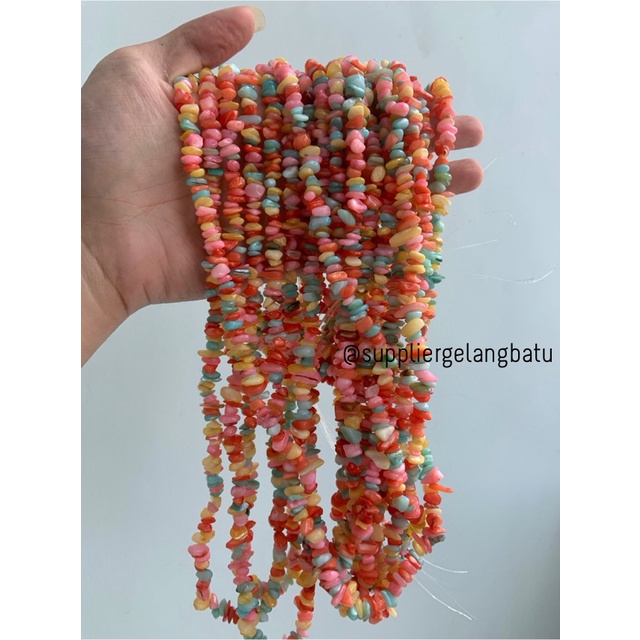 kerikil kerang SOFT MULTICOLOUR MIX WARNA 1cm bahan gelang kalung lucu