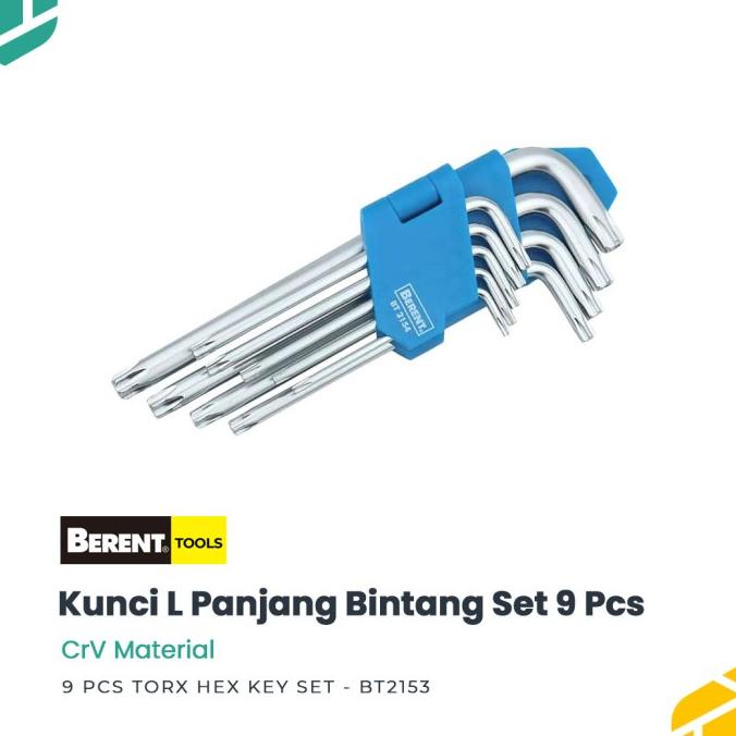 BERENT Kunci L Bintang Set Panjang TORX Hex Key SET 9 Pcs BT2153